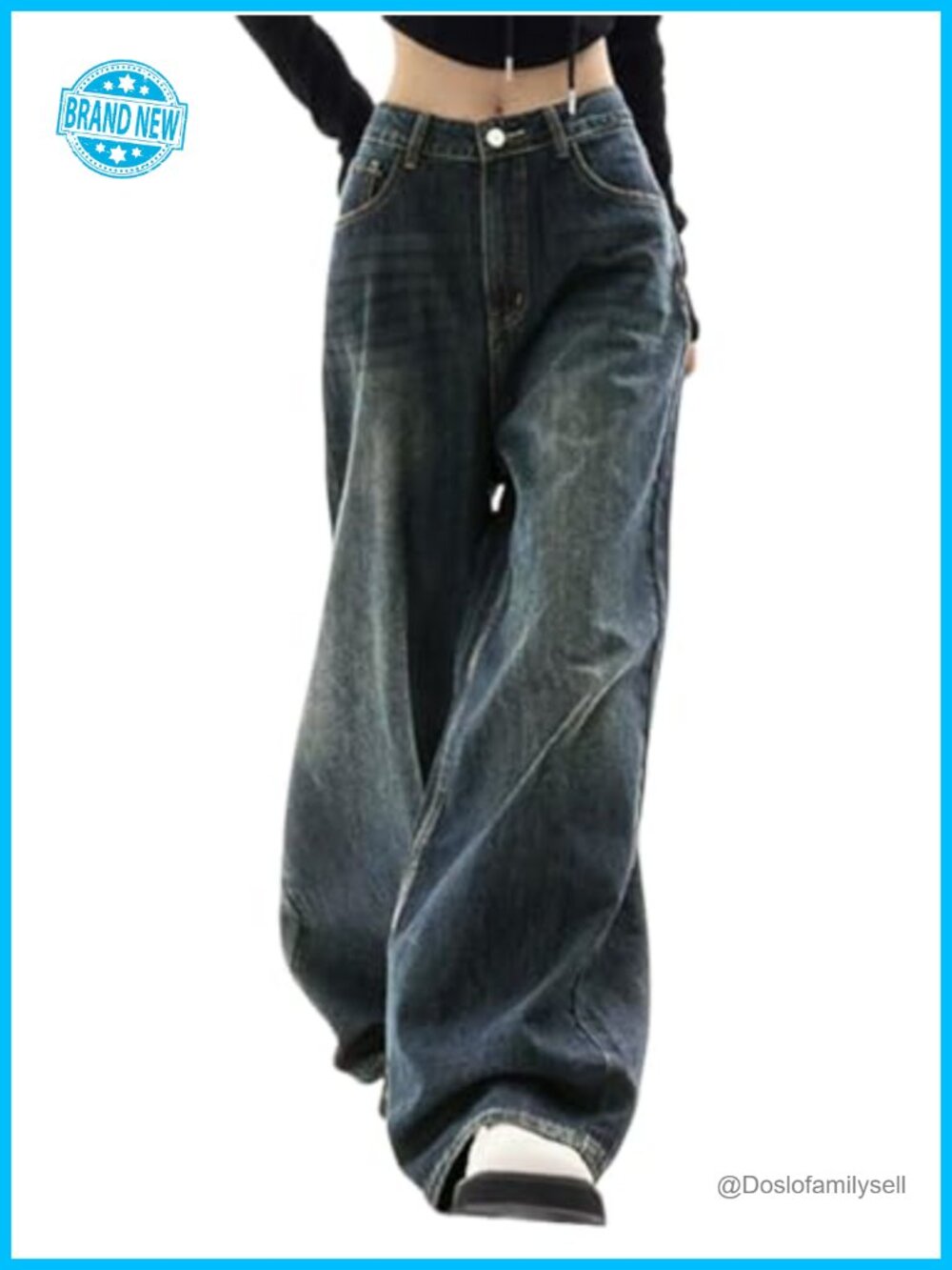 High Waist Boyfriend Wide Leg Denim Jeans for Women